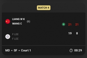 中国香港羽毛球公开赛：梁王组合直落两局击败对手，跻身决赛